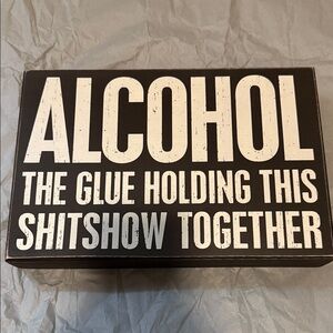 Funny Alcohol Black and White Wooden Sign home decor